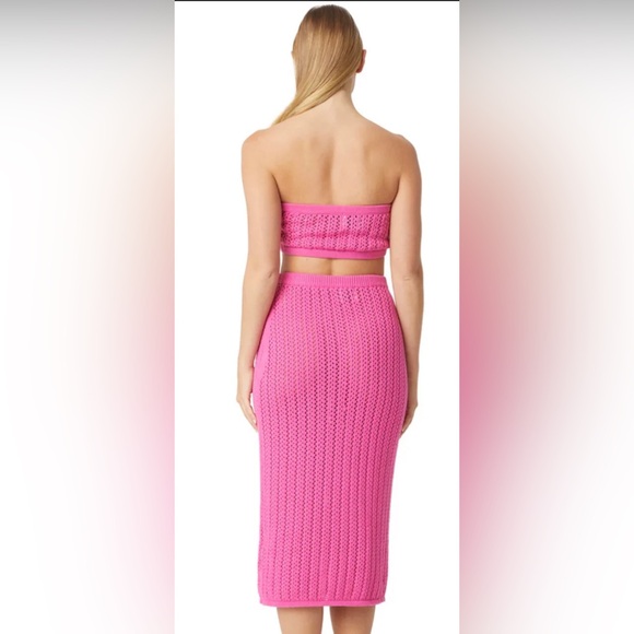 MISA LA SEE NOTES Tia top and bottom flamingo pink crochet 2 piece set LARGE NWT - Picture 2 of 11